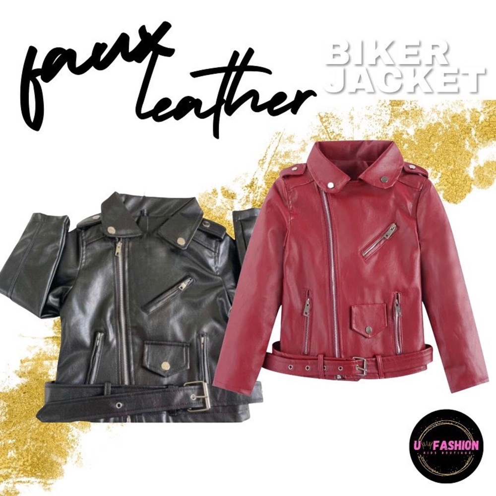 BRAND NEW black and red biker jacket for little girls size 10, 12 and 14